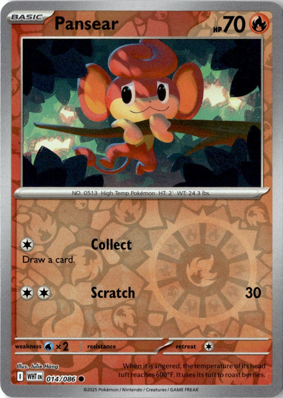 2025 POKEMON PANSEAR 014/086 COMMON WHITE FLARE REVERSE HOLO NEAR MINT