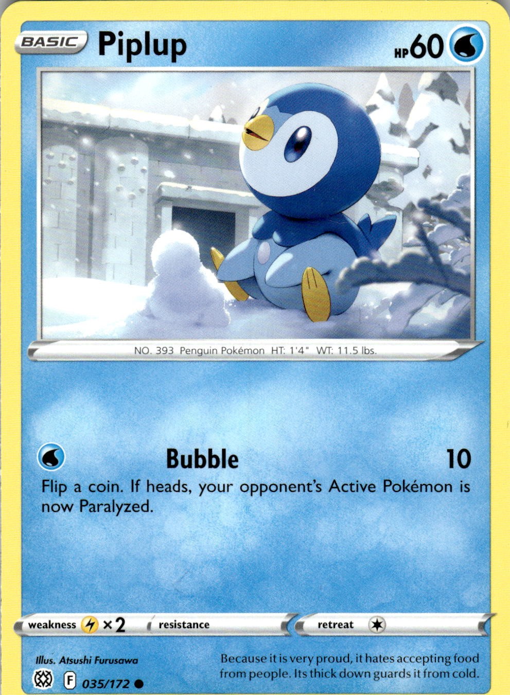 Piplup 035/172 Common Brilliant Stars Pokemon Near Mint