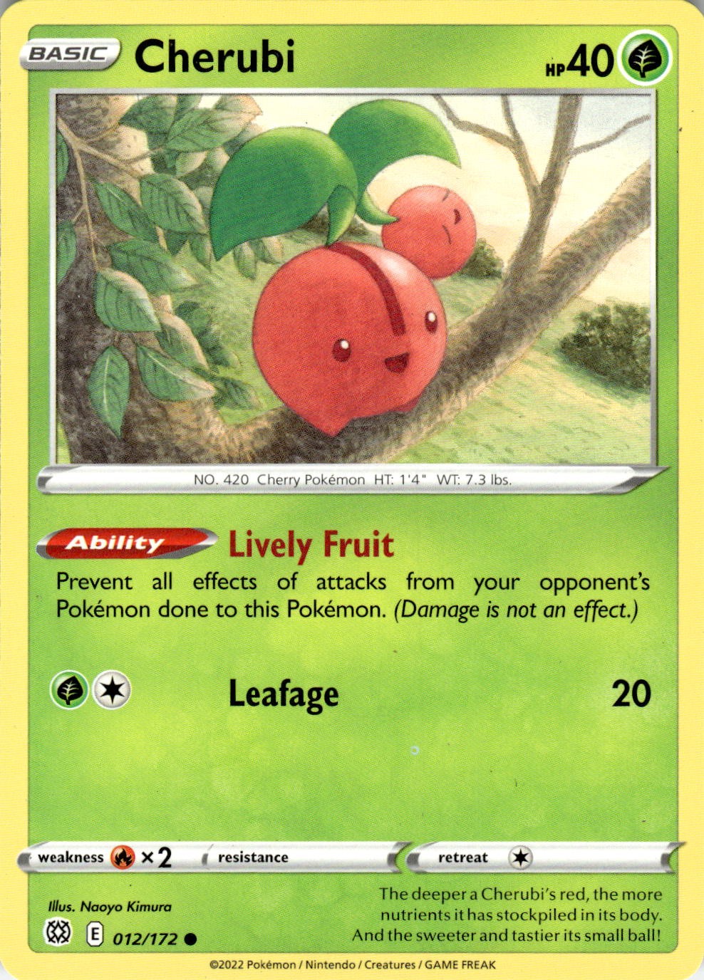 Cherubi 012/172 Common Brilliant Stars Pokemon Near Mint