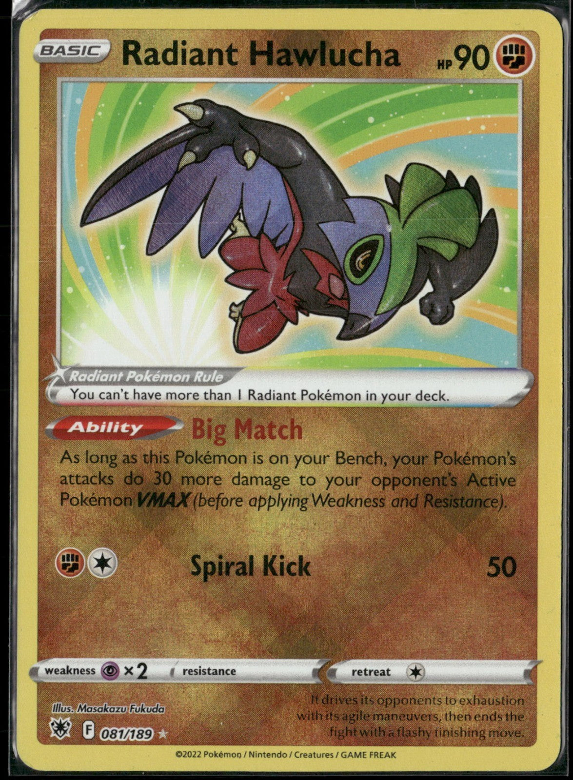 Radiant Hawlucha Holo Radiant Rare SWSH10: Astral Radiance 081/189 NM