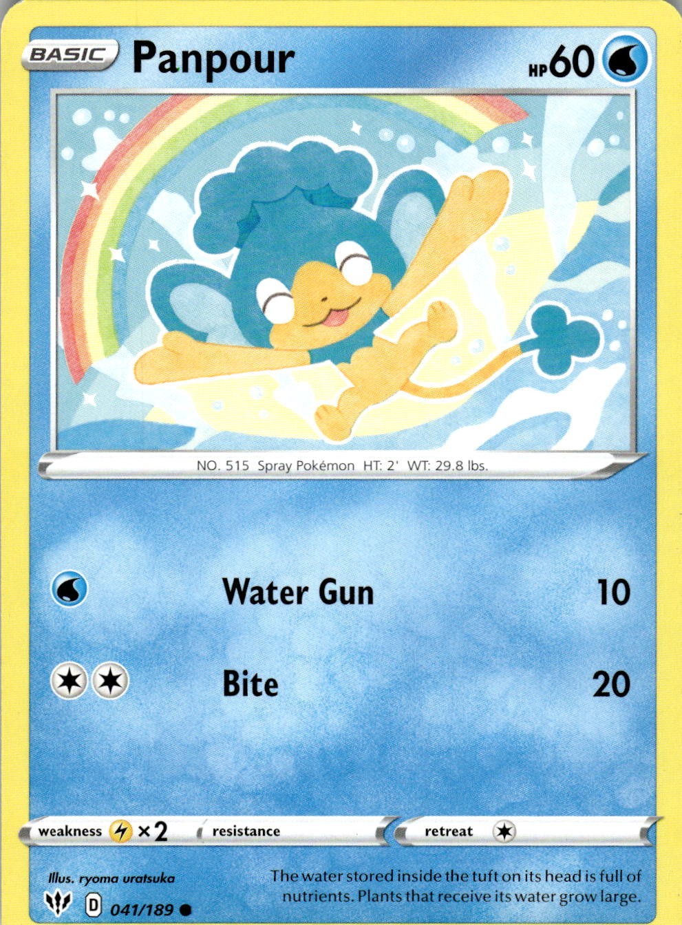 Panpour 041/189 Common Darkness Ablaze Pokemon Near Mint