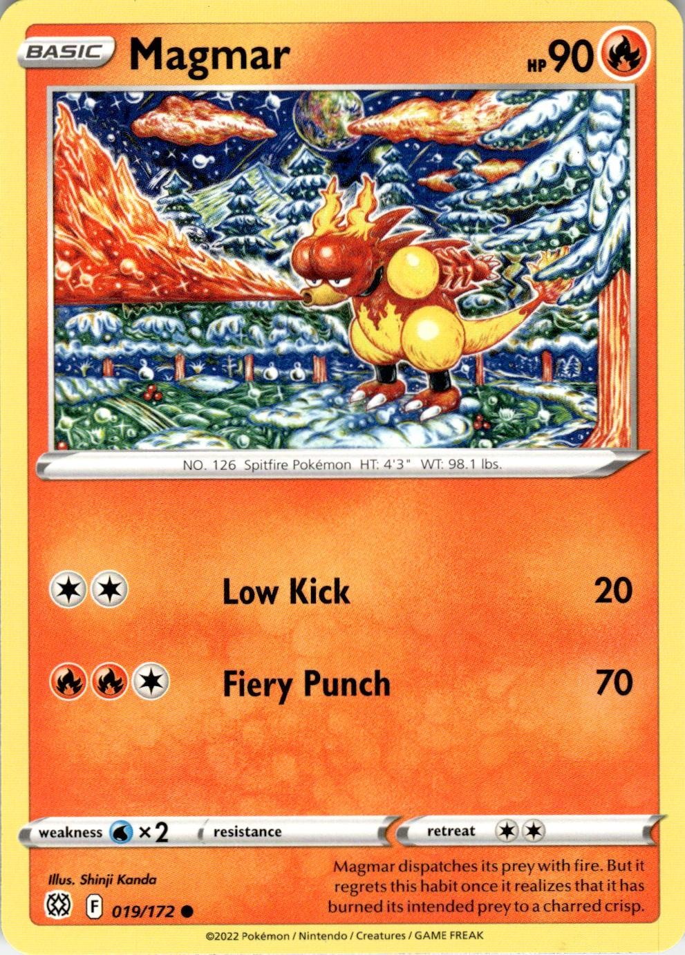 2022 POKEMON MAGMAR 019/172 COMMON BRILLIANT STARS NEAR MINT