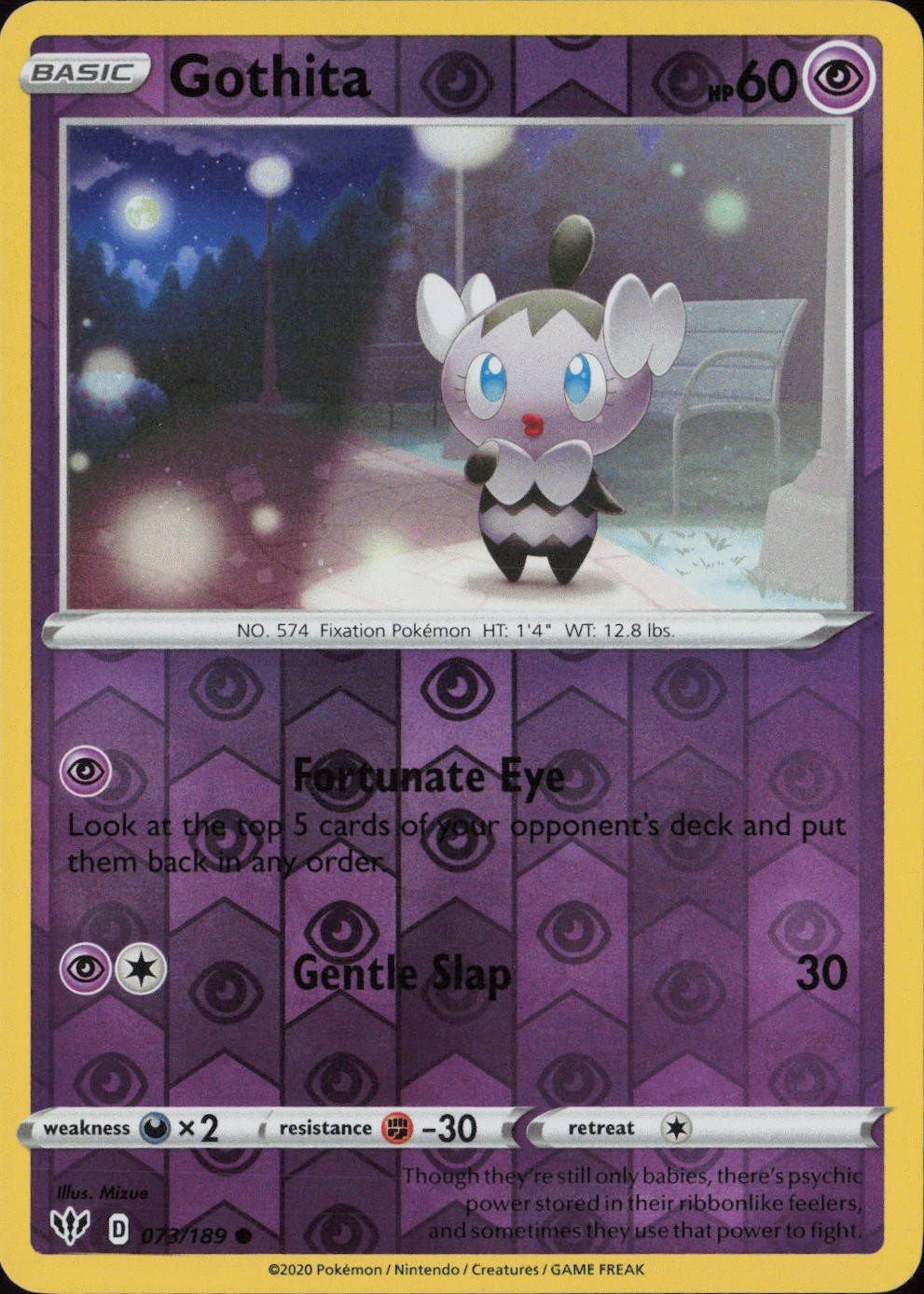 Gothita Reverse Holo Common SWSH03: Darkness Ablaze 073/189 NM