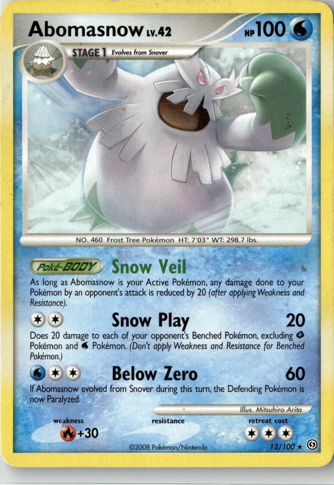 2008 POKEMON ABOMASNOW 12/100 RARE STORMFRONT NEAR MINT