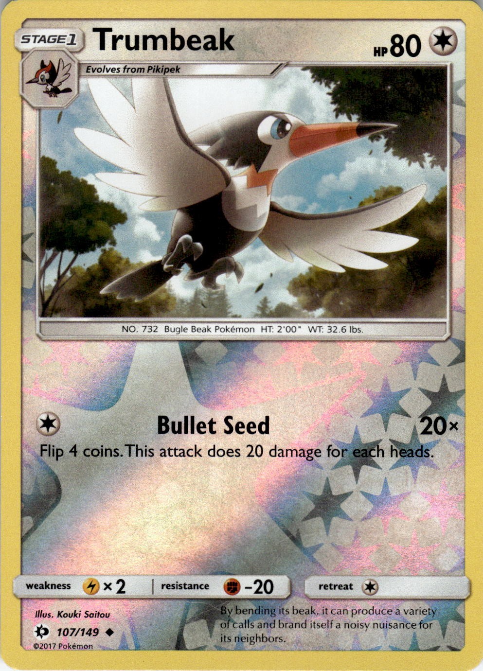 Trumbeak 107/149 Uncommon SM Base Set Pokemon Reverse Holo Near Mint