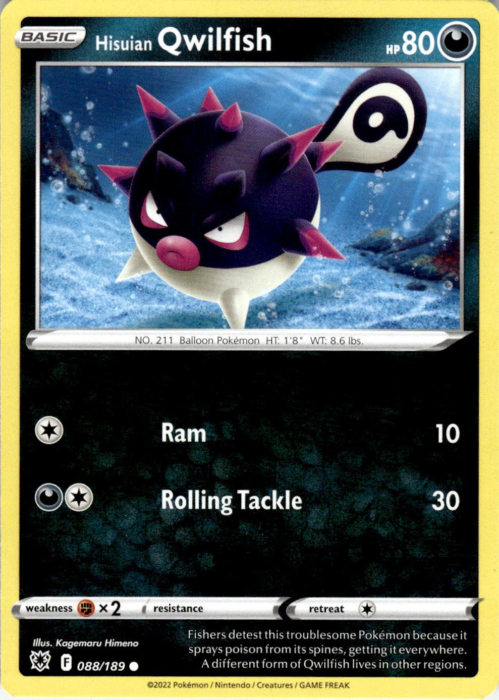 Hisuian Qwilfish 088/189 Common Astral Radiance Pokemon Lightly Played