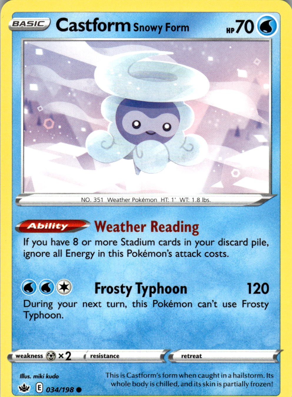 Castform Snowy Form 034/198 Common Chilling Reign Pokemon Near Mint