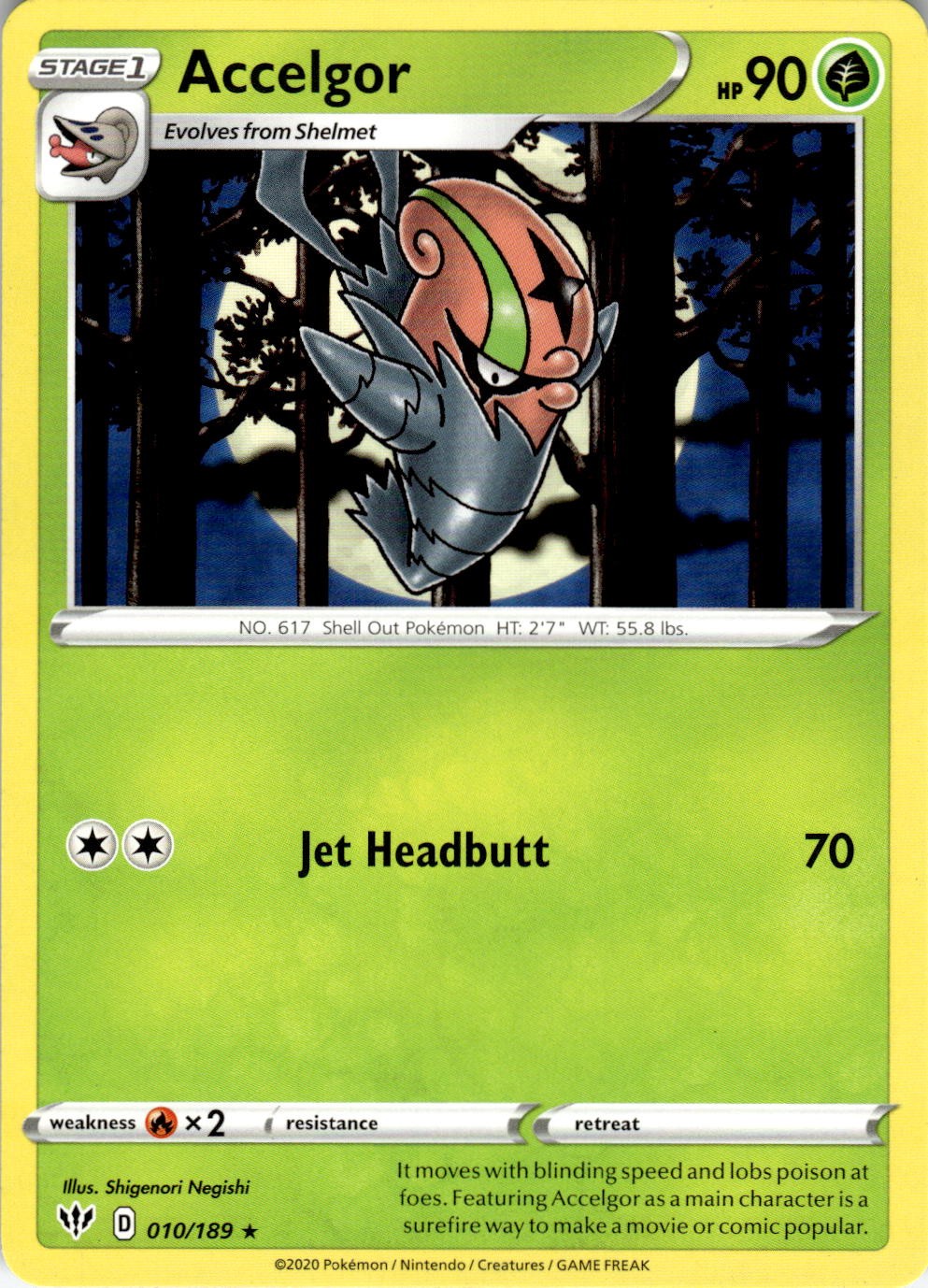 Accelgor 010/189 Rare Darkness Ablaze Pokemon Near Mint