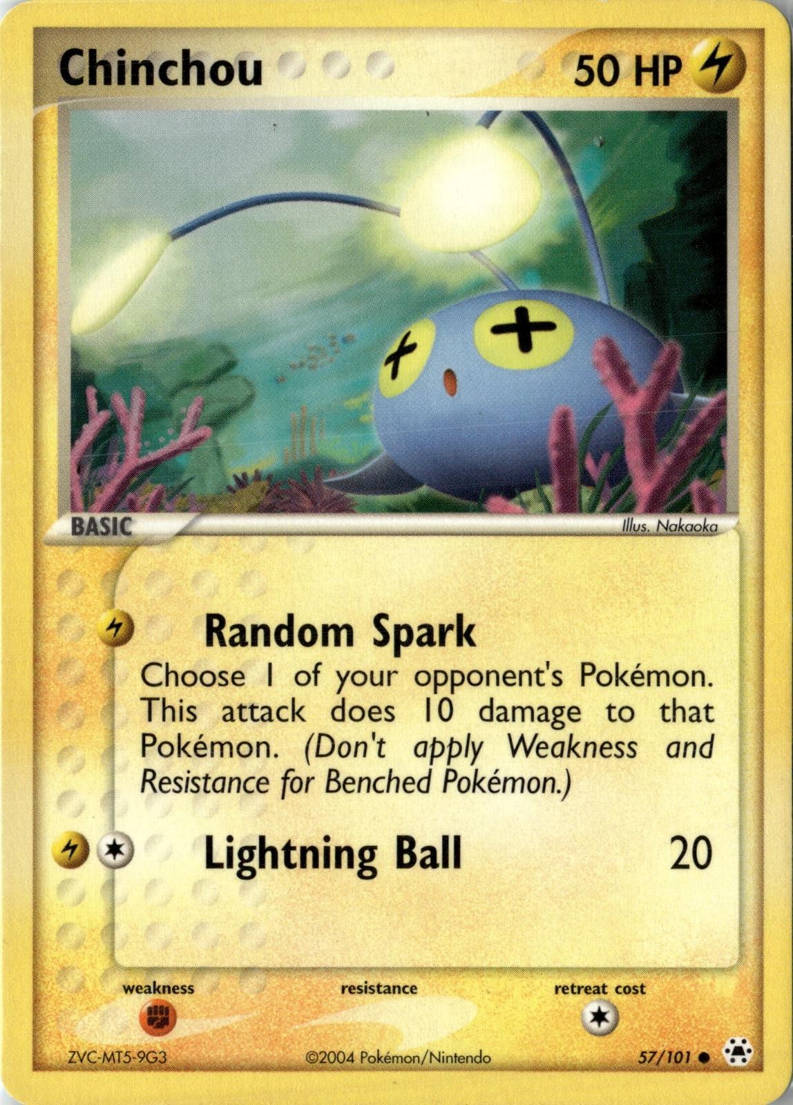 2004 POKEMON CHINCHOU 57/101 COMMON HIDDEN LEGENDS NEAR MINT