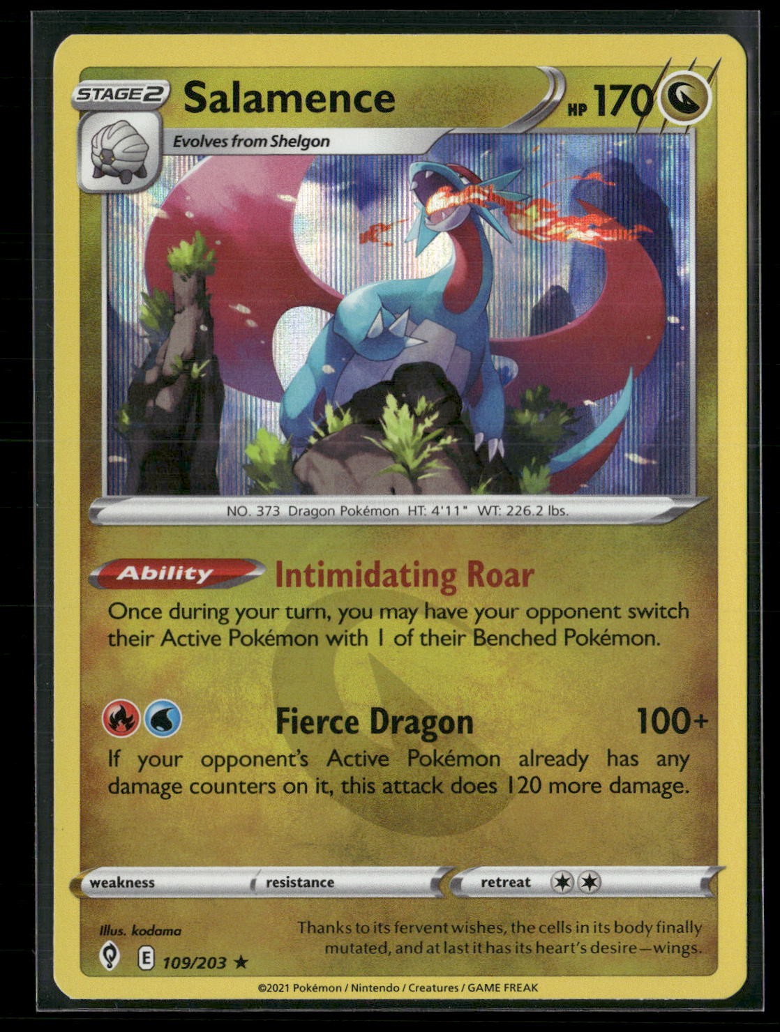 Salamence Holo Rare SWSH07: Evolving Skies 109/203 NM