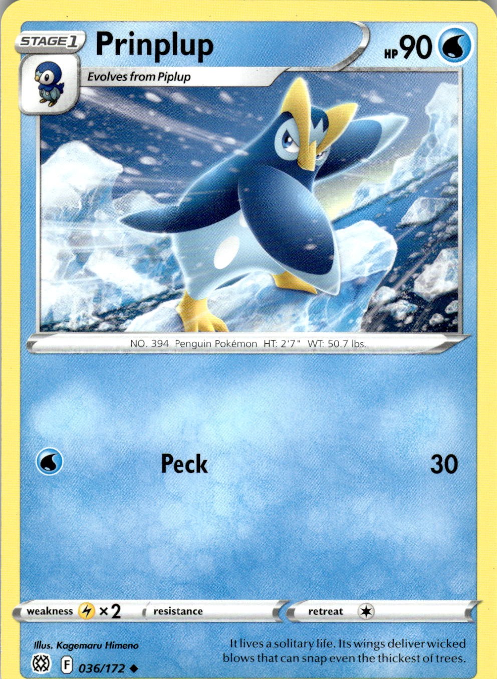 Prinplup 036/172 Uncommon Brilliant Stars Pokemon Near Mint