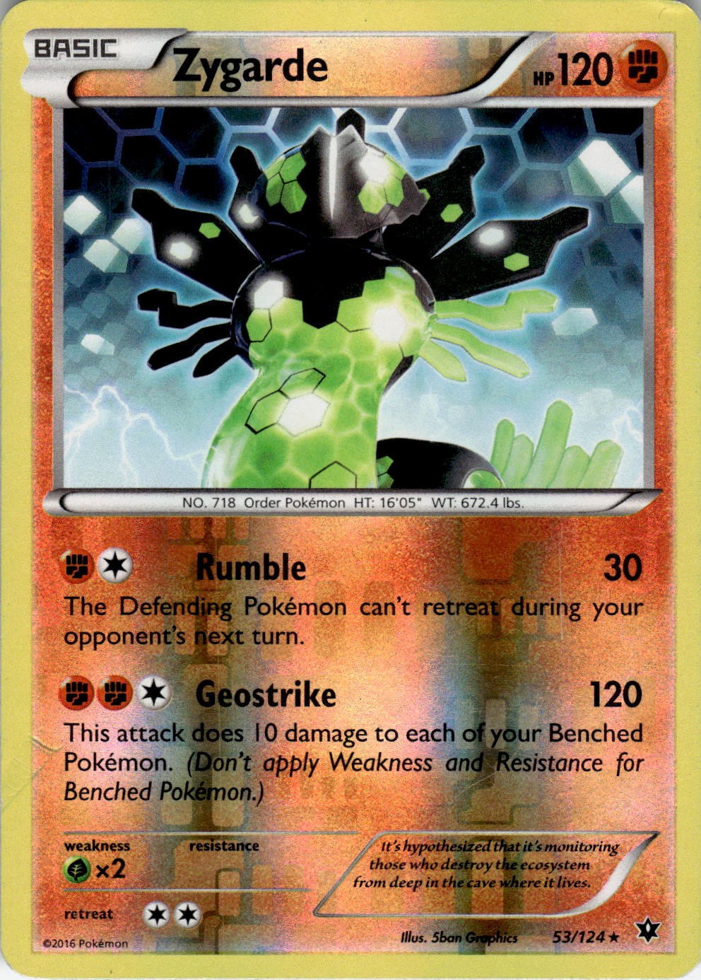 Zygarde 53/124 Rare Fates Collide Pokemon Moderately Played