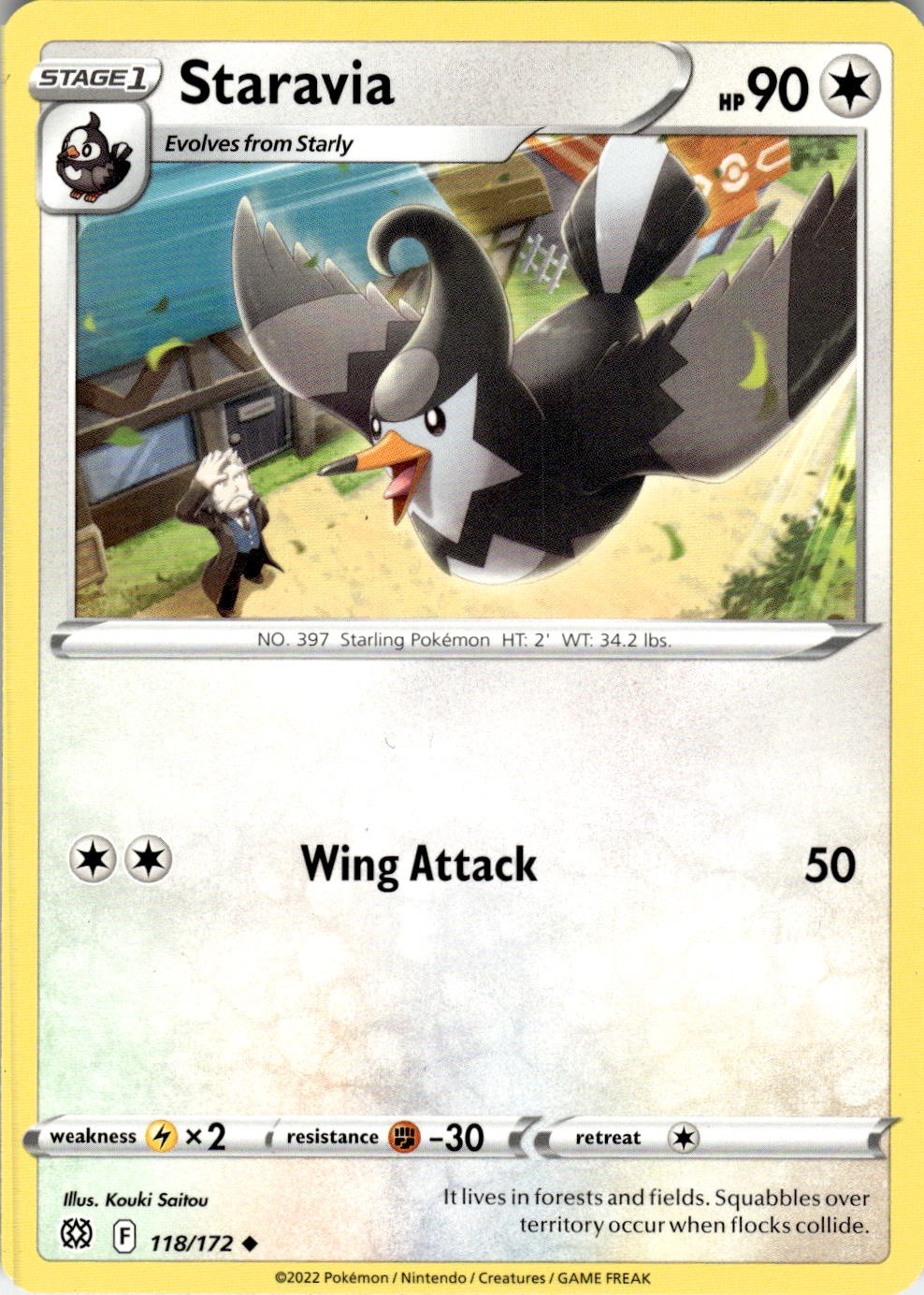 2022 POKEMON STARAVIA 118/172 UNCOMMON BRILLIANT STARS NEAR MINT