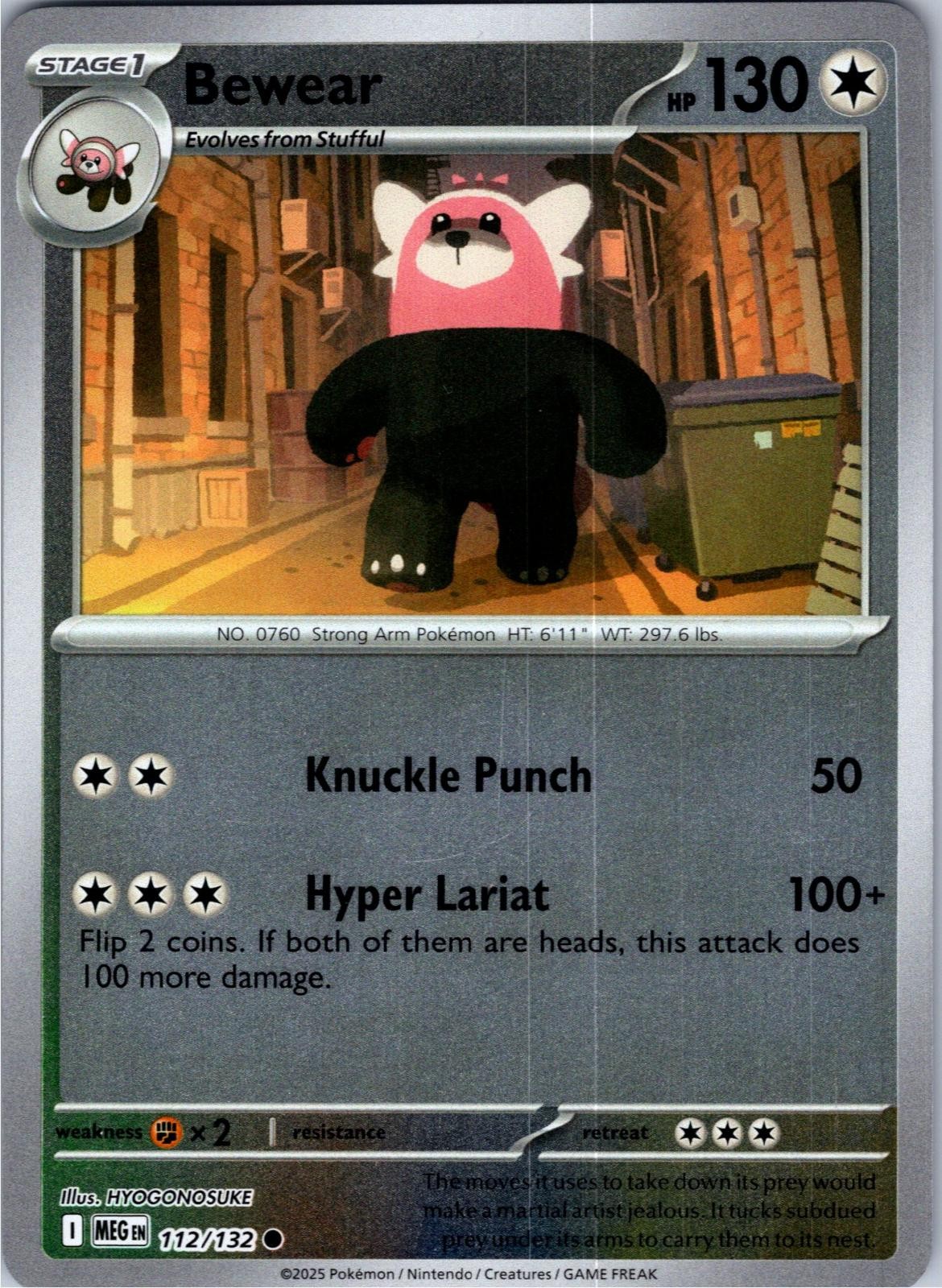 Bewear 112/132 Common Mega Evolution Pokemon Lightly Played