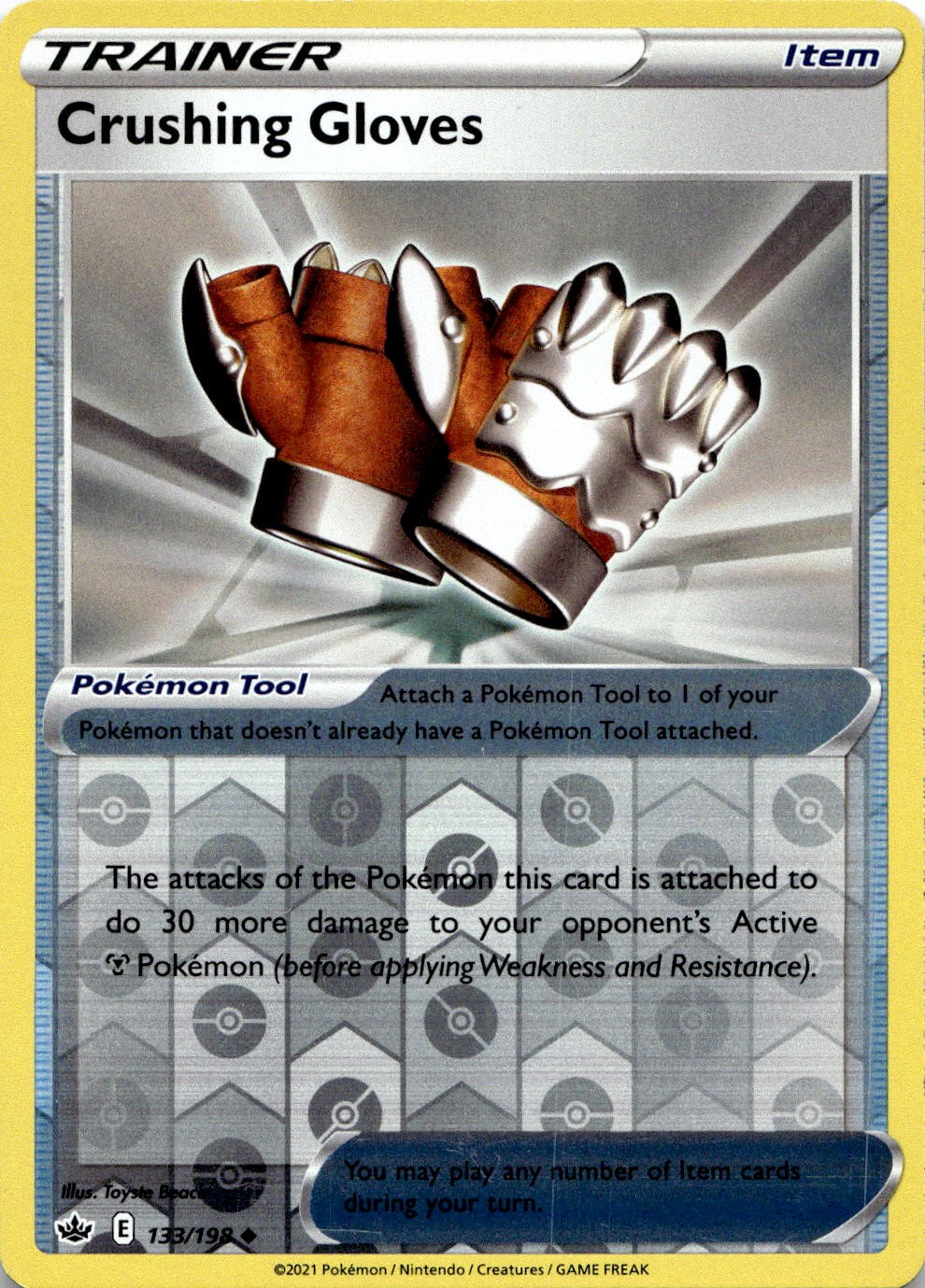 Crushing Gloves 133/198 Uncommon Chilling Reign Pokemon Reverse Holo LP