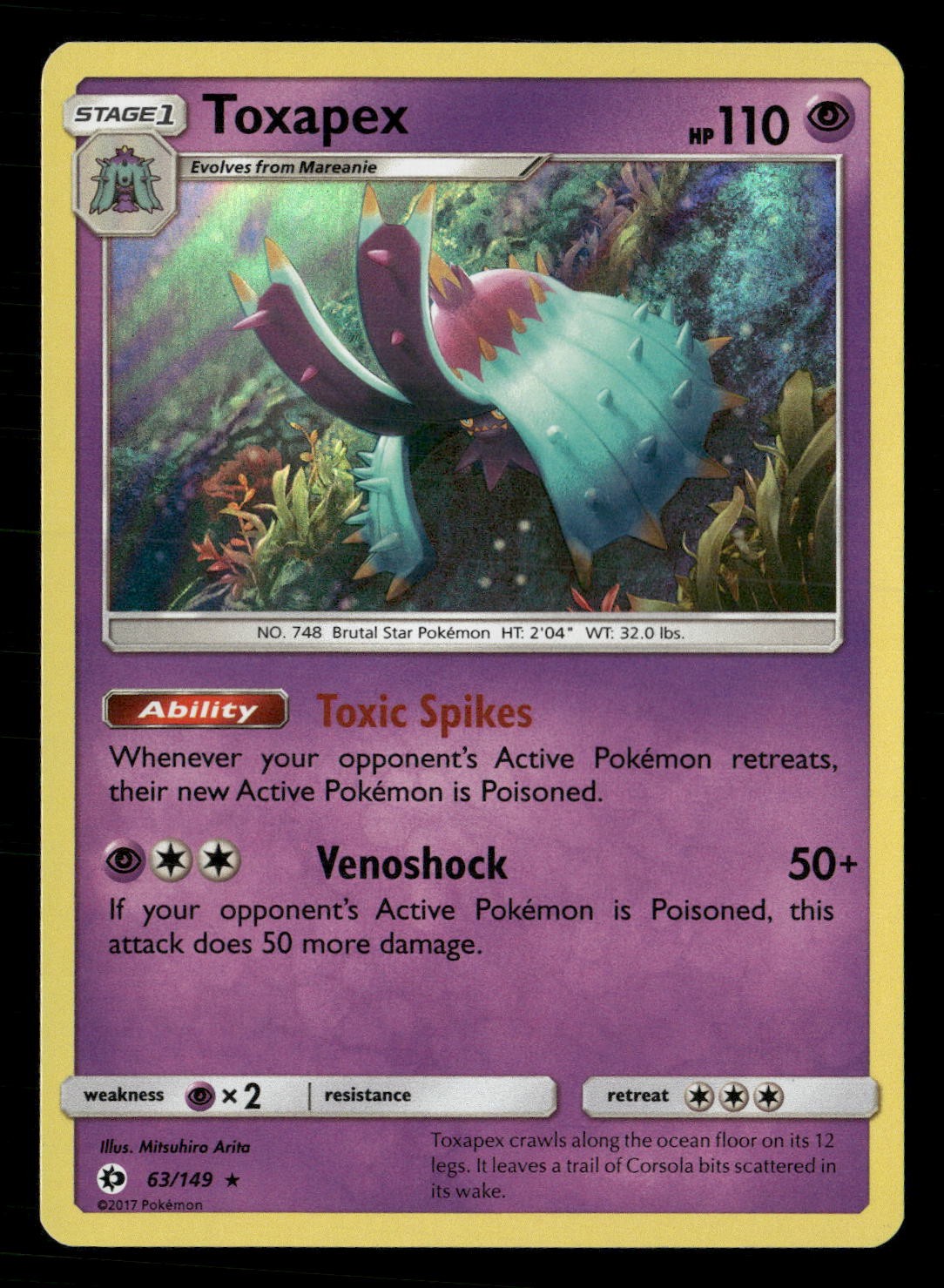 Toxapex Holo Rare SM Base Set 63/149 NM