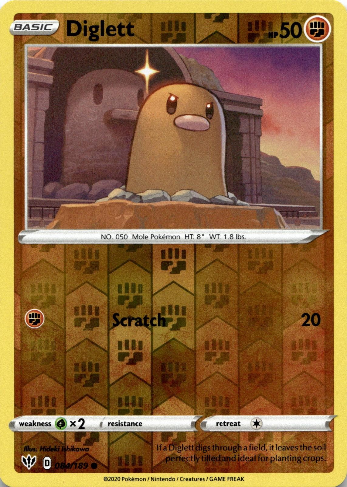 Diglett 084/189 Reverse Holo Darkness Ablaze Pokemon Near Mint