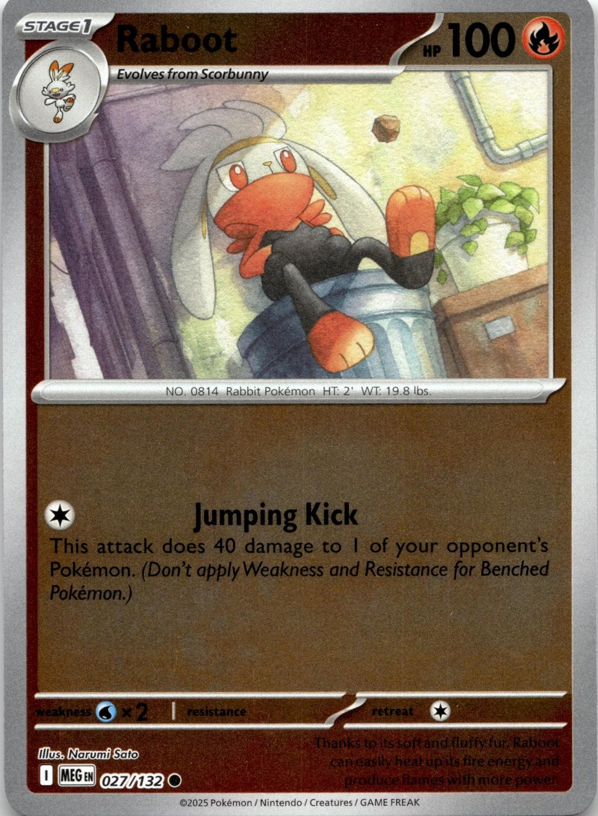 Raboot 027/132 Common Mega Evolution Pokemon Reverse Holo Near Mint