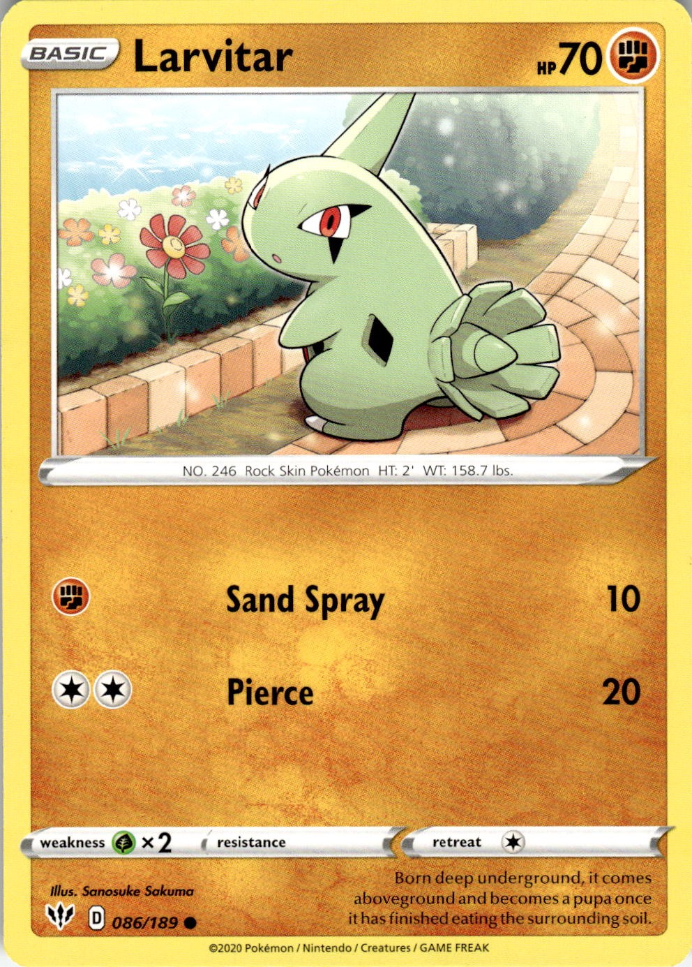 Larvitar 086/189 Common Darkness Ablaze Pokemon Near Mint