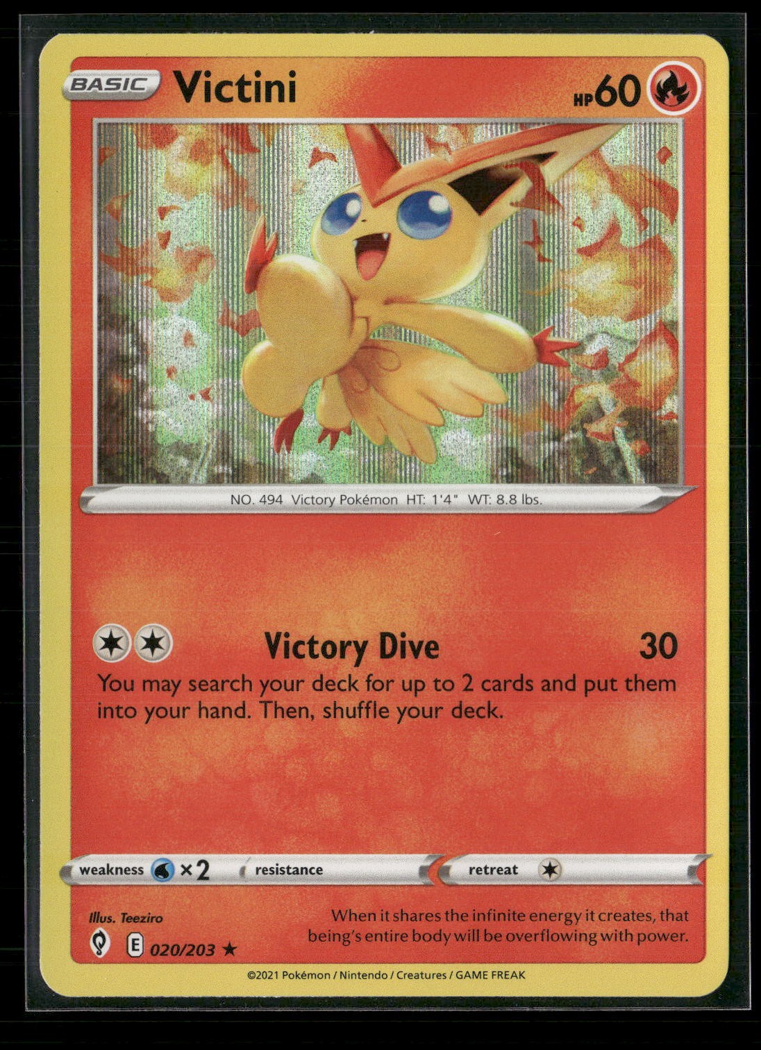 Victini Holo Rare SWSH07: Evolving Skies 020/203 NM
