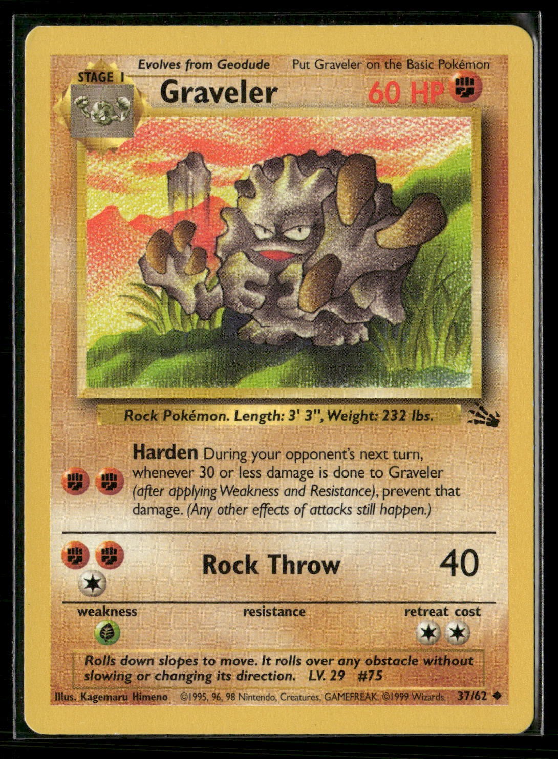 Graveler Unlimited Uncommon Fossil 37/62 NM