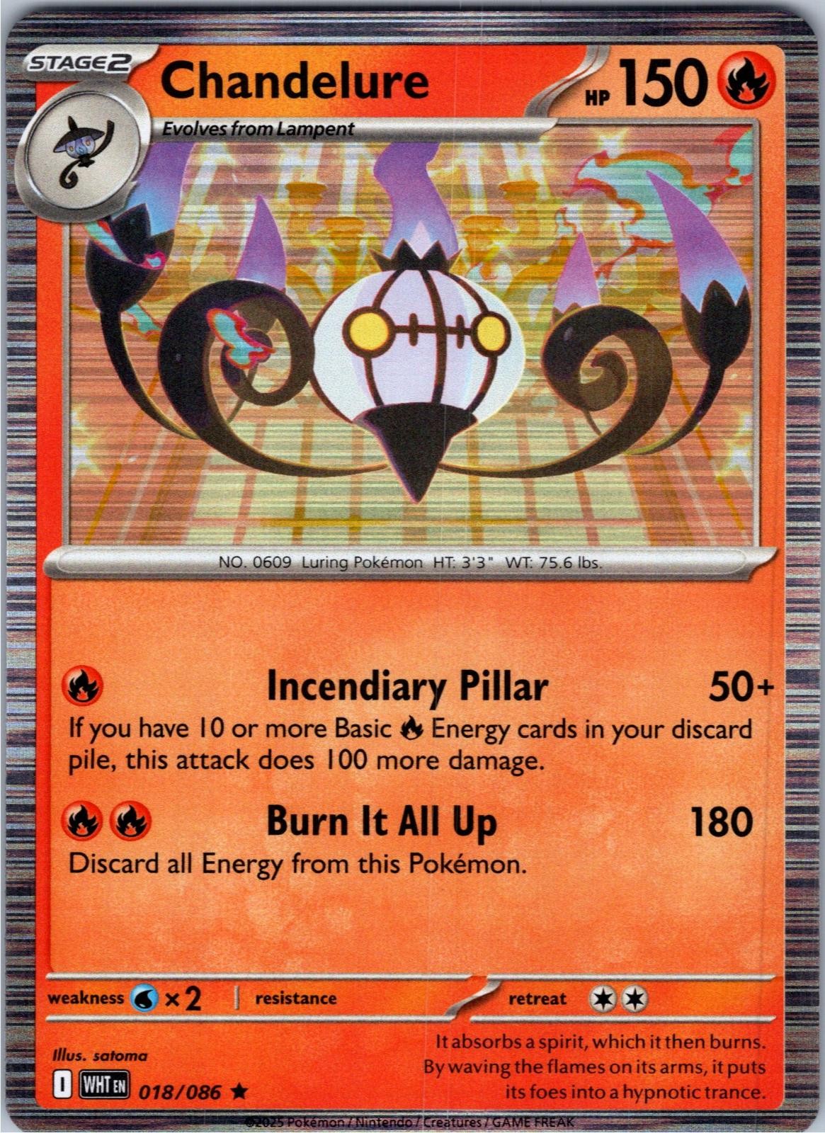 Chandelure 018/086 Holo Rare White Flare Pokemon Lightly Played
