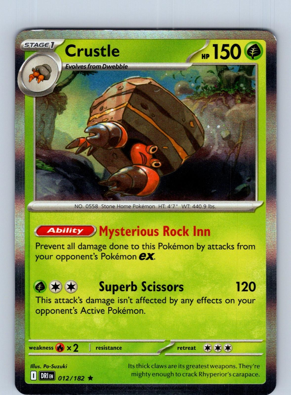 Crustle 012/182 Rare Destined Rivals Pokemon Holo Near Mint