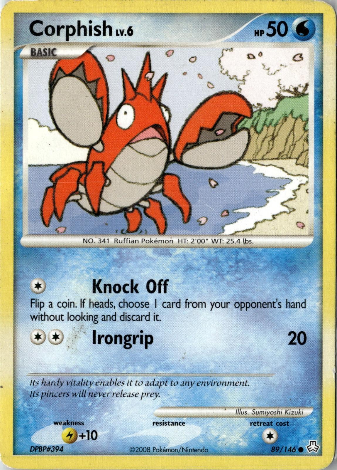 2008 POKEMON CORPHISH 89/146 COMMON LEGENDS AWAKENED NEAR MINT
