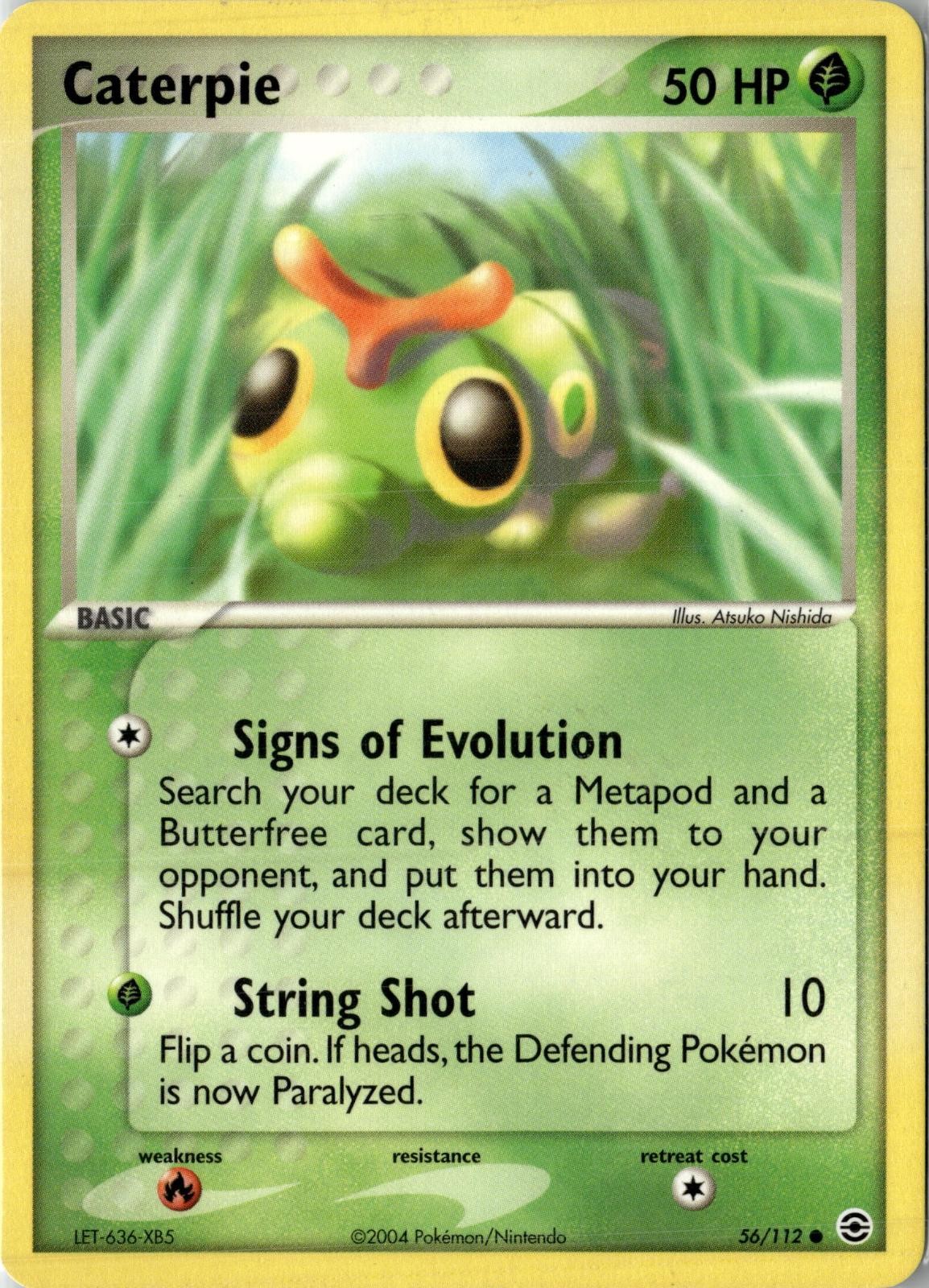 2004 POKEMON CATERPIE 56/112 COMMON FIRERED & LEAFGREEN NEAR MINT