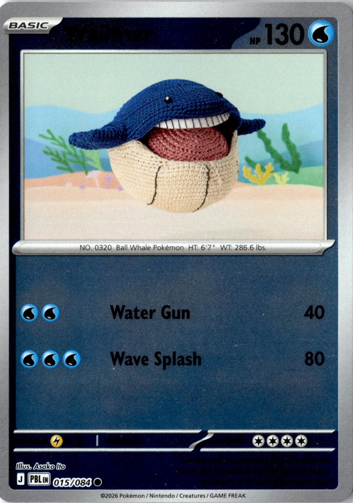 2026 POKEMON WAILMER 015/084 COMMON PITCH BLACK REVERSE HOLO NEAR MINT