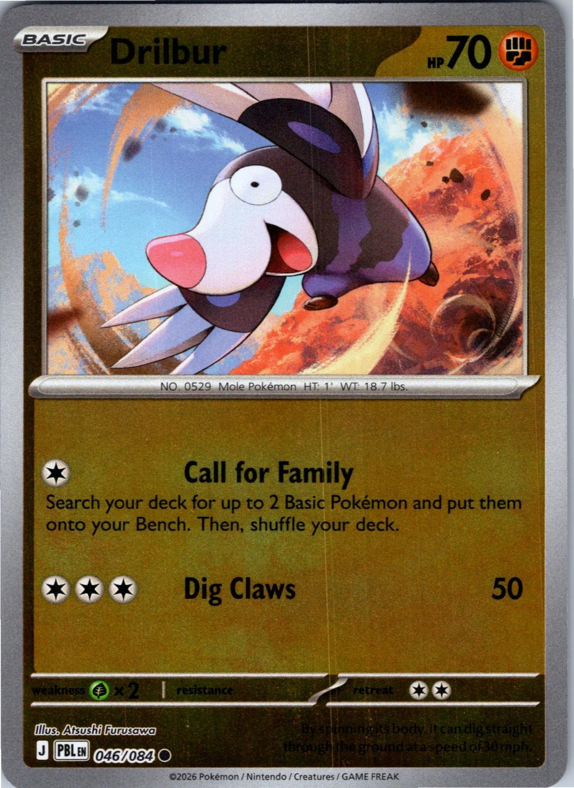 Drilbur 046/084 Common Pitch Black Pokemon Lightly Played