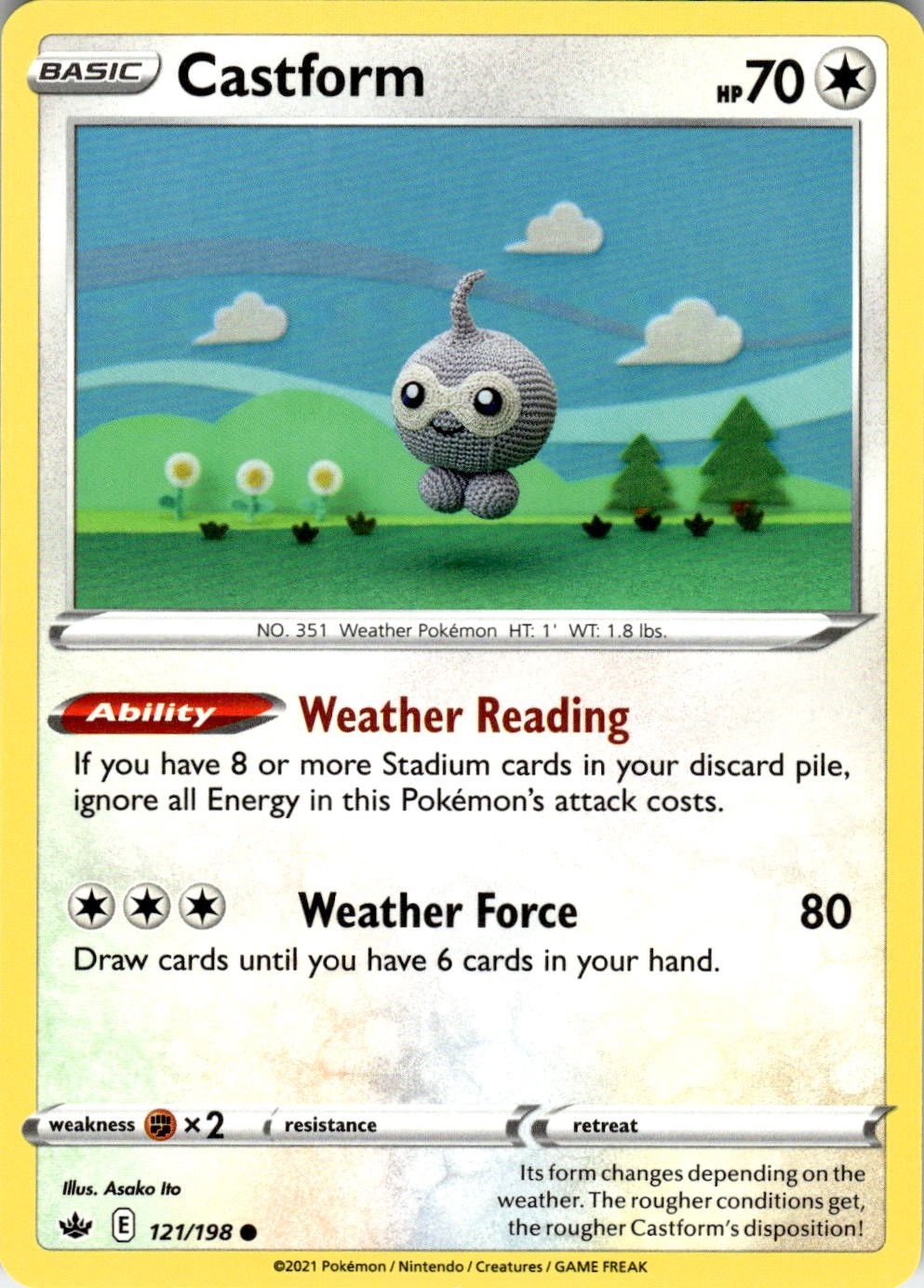 Castform 121/198 Common Chilling Reign Pokemon Near Mint