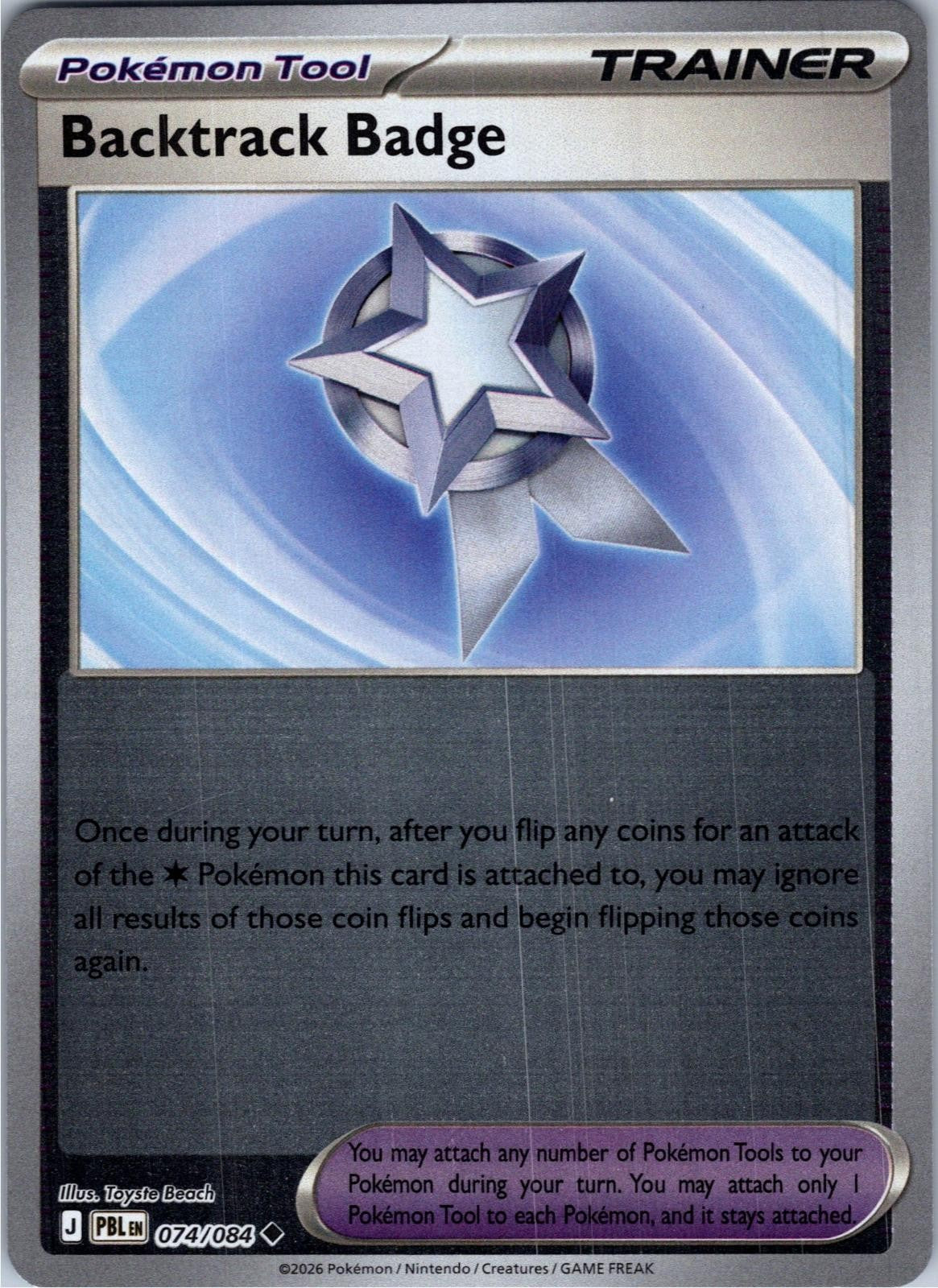 Backtrack Badge 074/084 Uncommon Pitch Black Pokemon Lightly Played