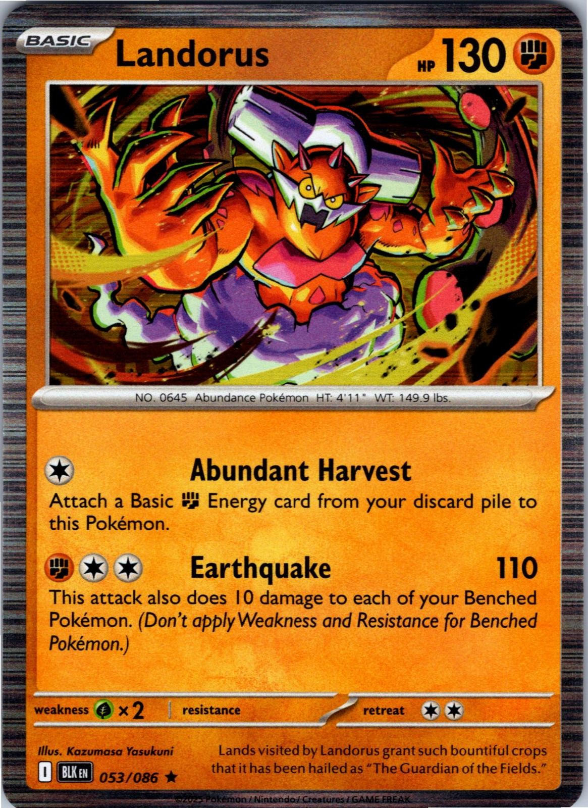 Landorus 053/086 Holo Rare Black Bolt Pokemon Near Mint