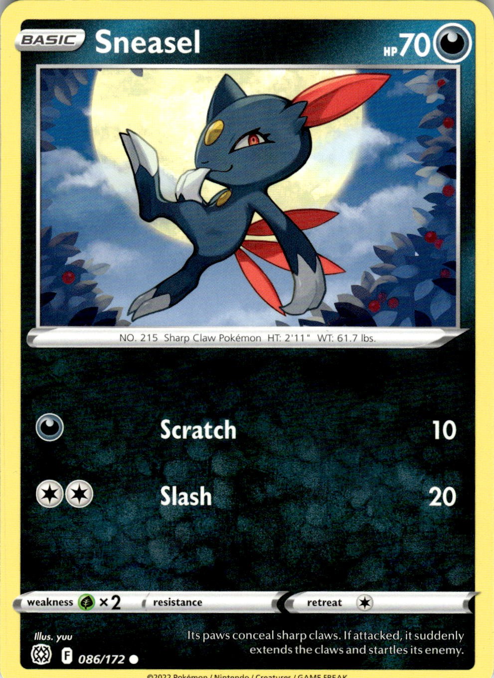 Sneasel 086/172 Common Brilliant Stars Pokemon Near Mint