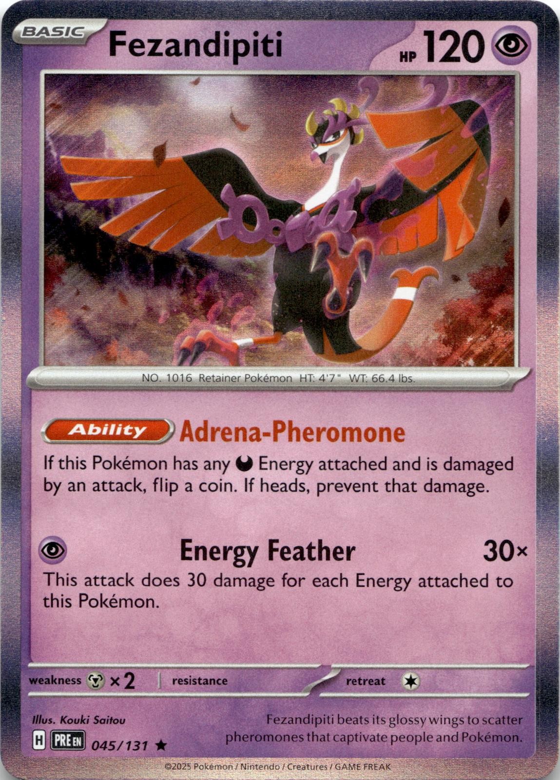 Fezandipiti 045/131 Holo Rare Prismatic Evolutions Pokemon Near Mint