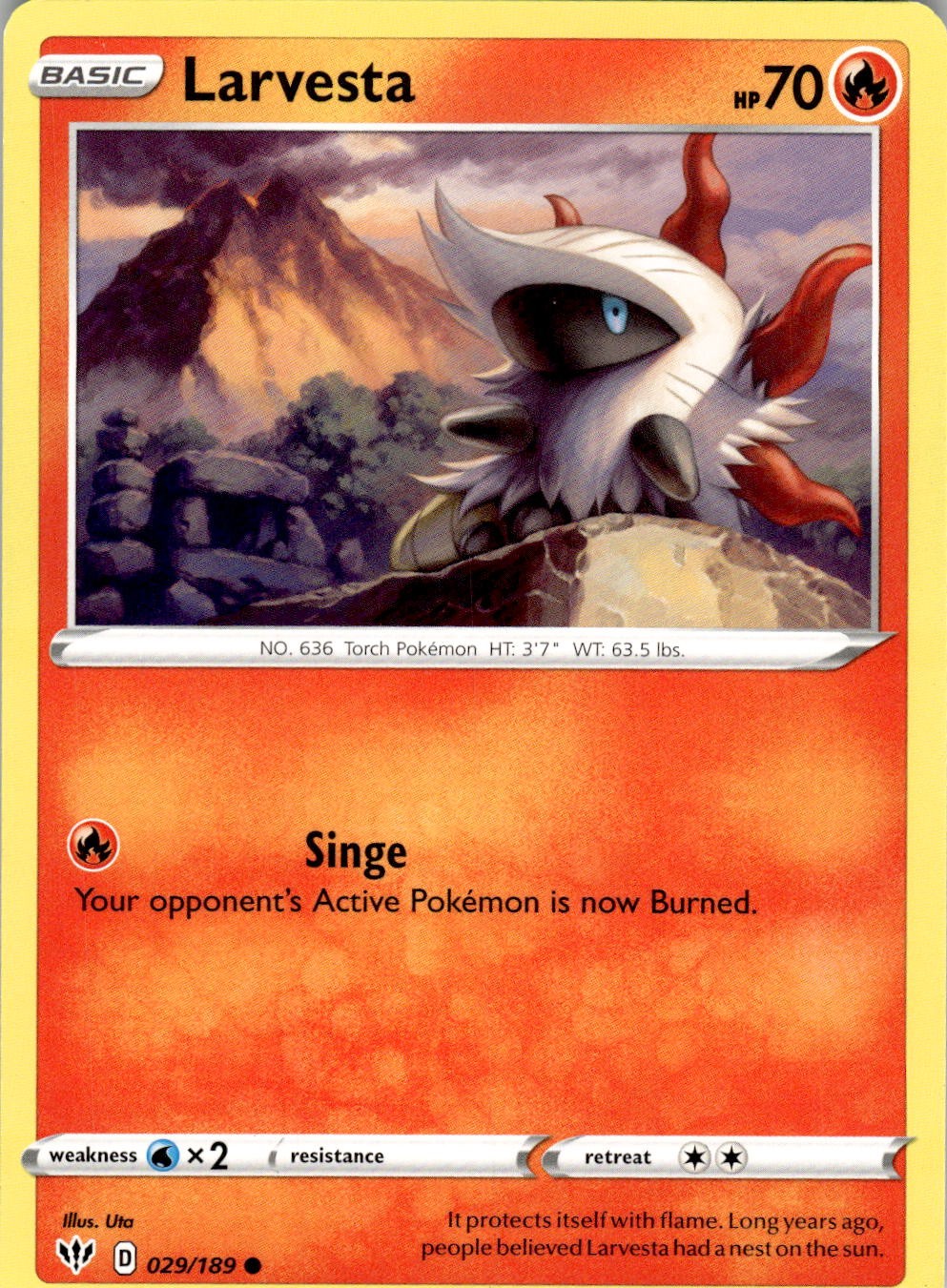 Larvesta 029/189 Common Darkness Ablaze Pokemon Near Mint