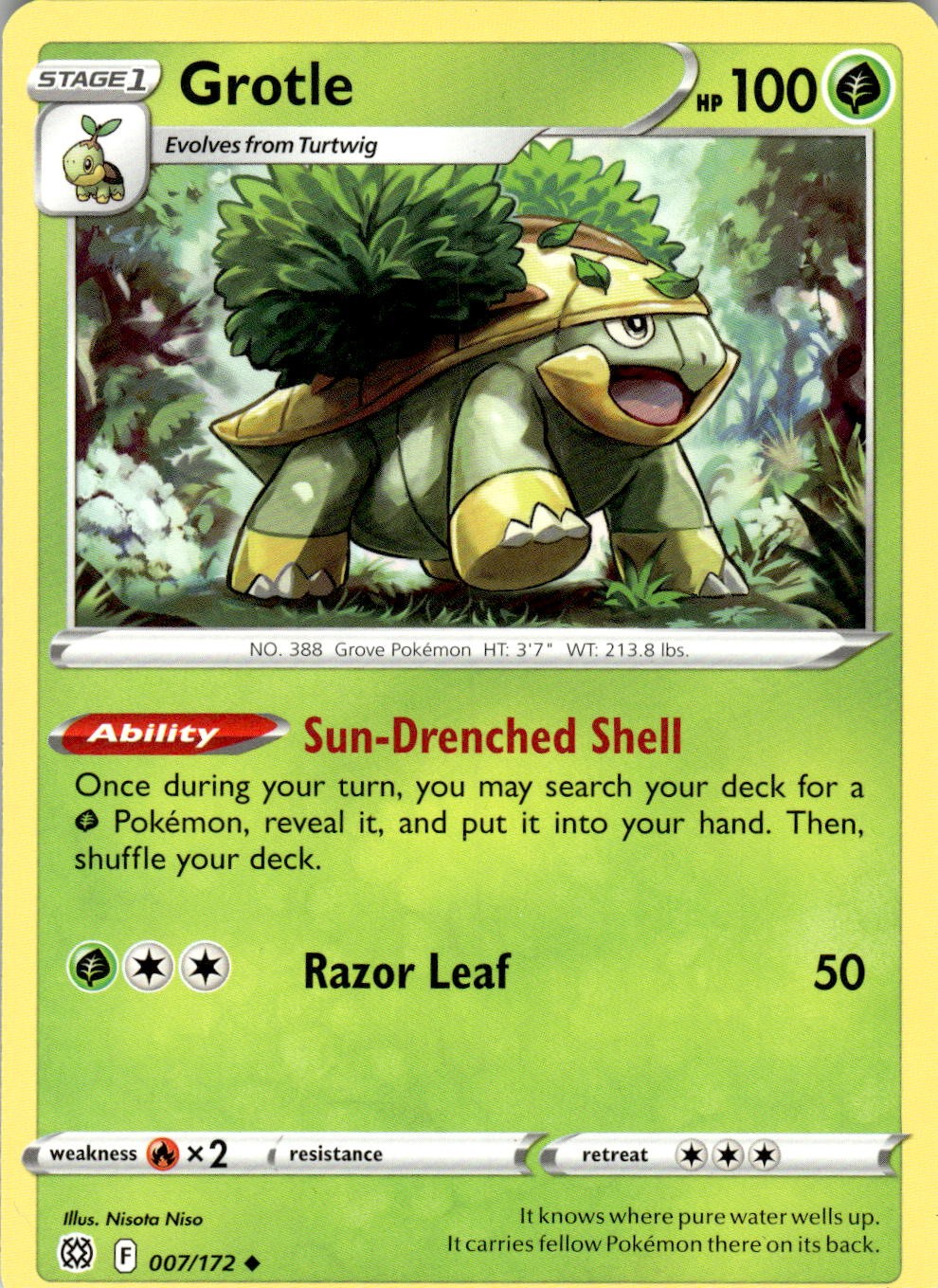 Grotle 007/172 Uncommon Brilliant Stars Pokemon Near Mint