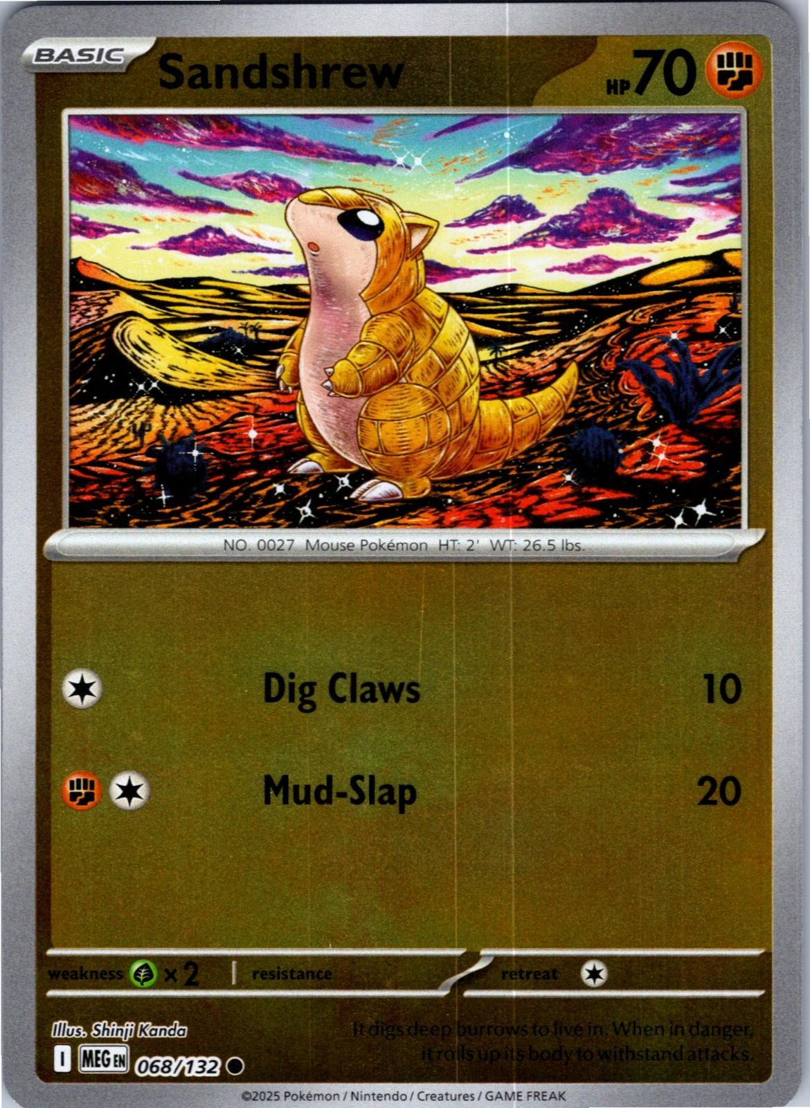 Sandshrew 068/132 Common Mega Evolution Pokemon Lightly Played