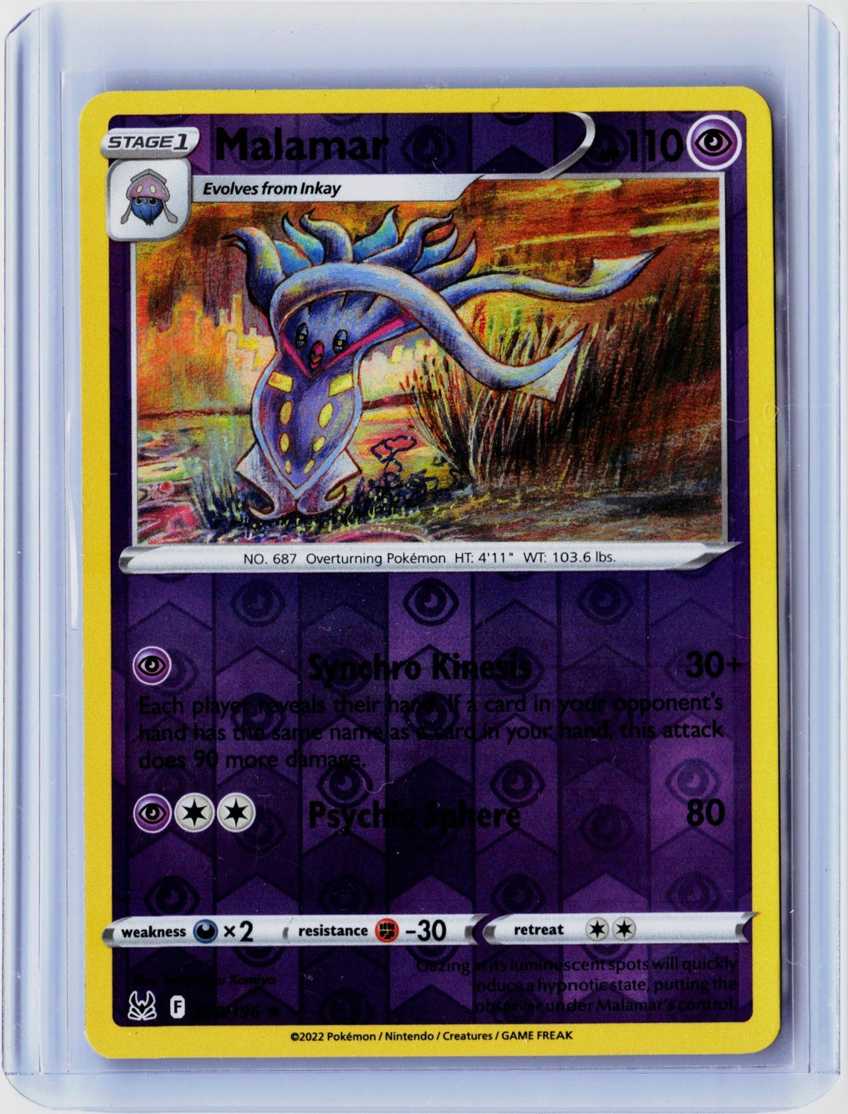 Malamar Reverse Holo Rare SWSH11: Lost Origin 078/196 NM