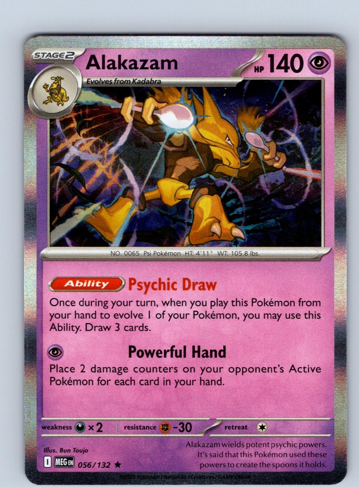 Alakazam 056/132 Rare Mega Evolution Pokemon Holo Near Mint