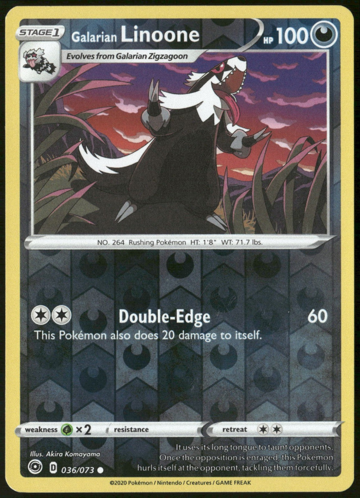 Galarian Linoone Reverse Holo Common Champion's Path 36/73 NM