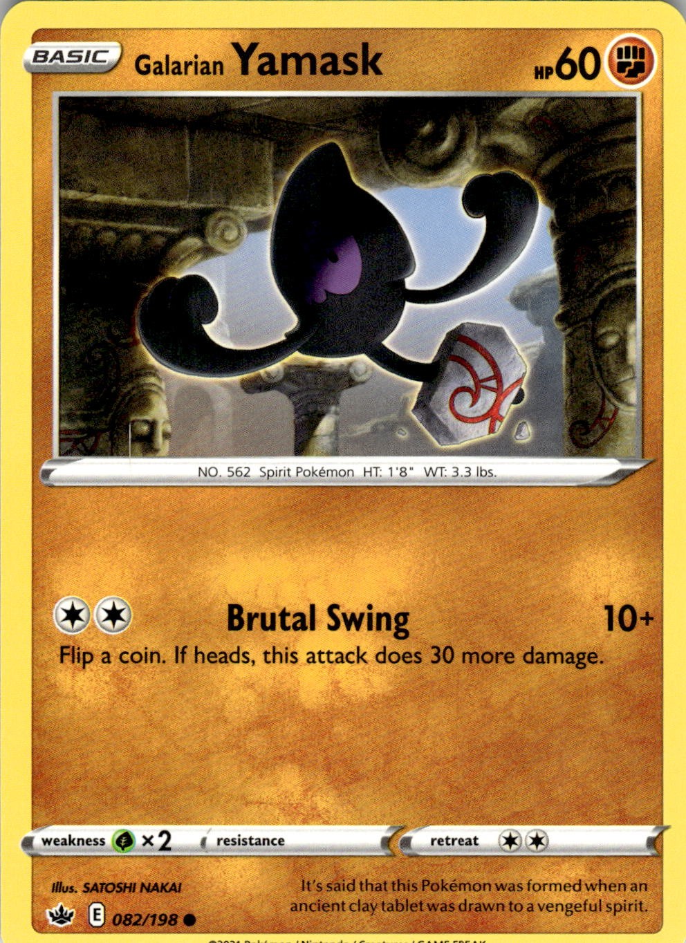 Galarian Yamask 082/198 Common Chilling Reign Pokemon Near Mint