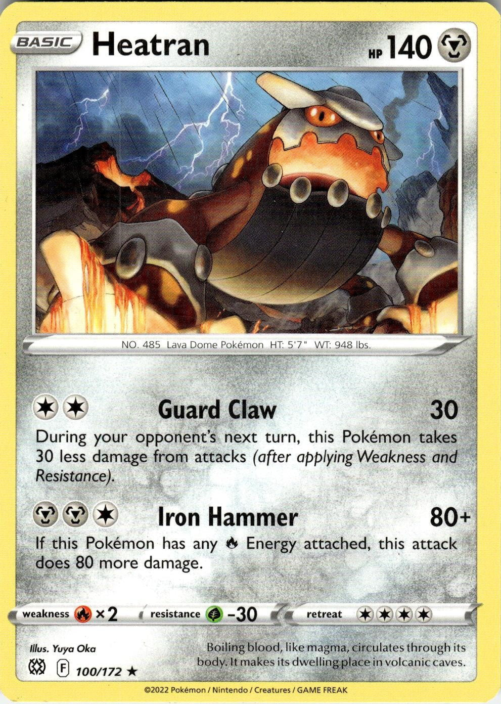 2022 POKEMON HEATRAN 100/172 RARE BRILLIANT STARS NEAR MINT