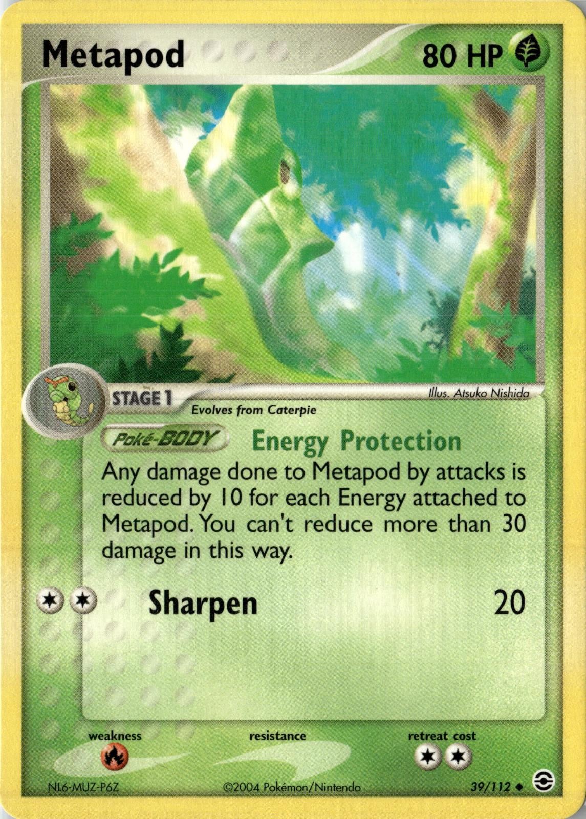 2004 POKEMON METAPOD 39/112 UNCOMMON FIRERED & LEAFGREEN NEAR MINT