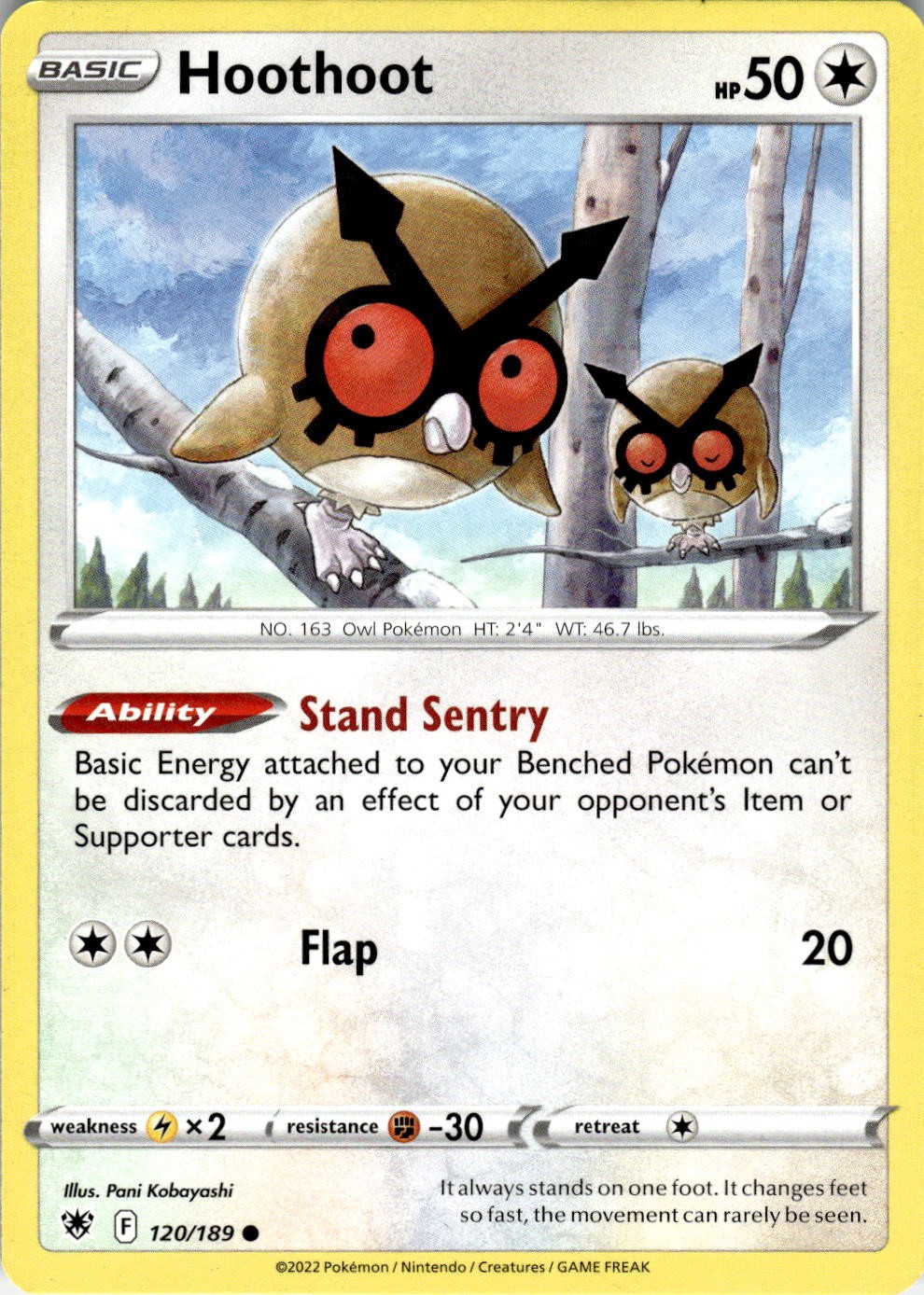 Hoothoot 120/189 Common Astral Radiance Pokemon Near Mint