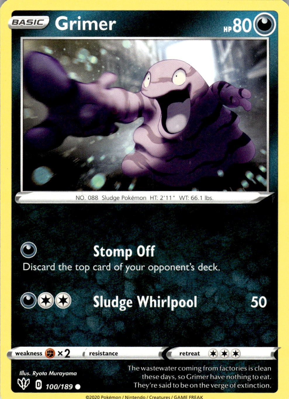 Grimer 100/189 Common Darkness Ablaze Pokemon Near Mint