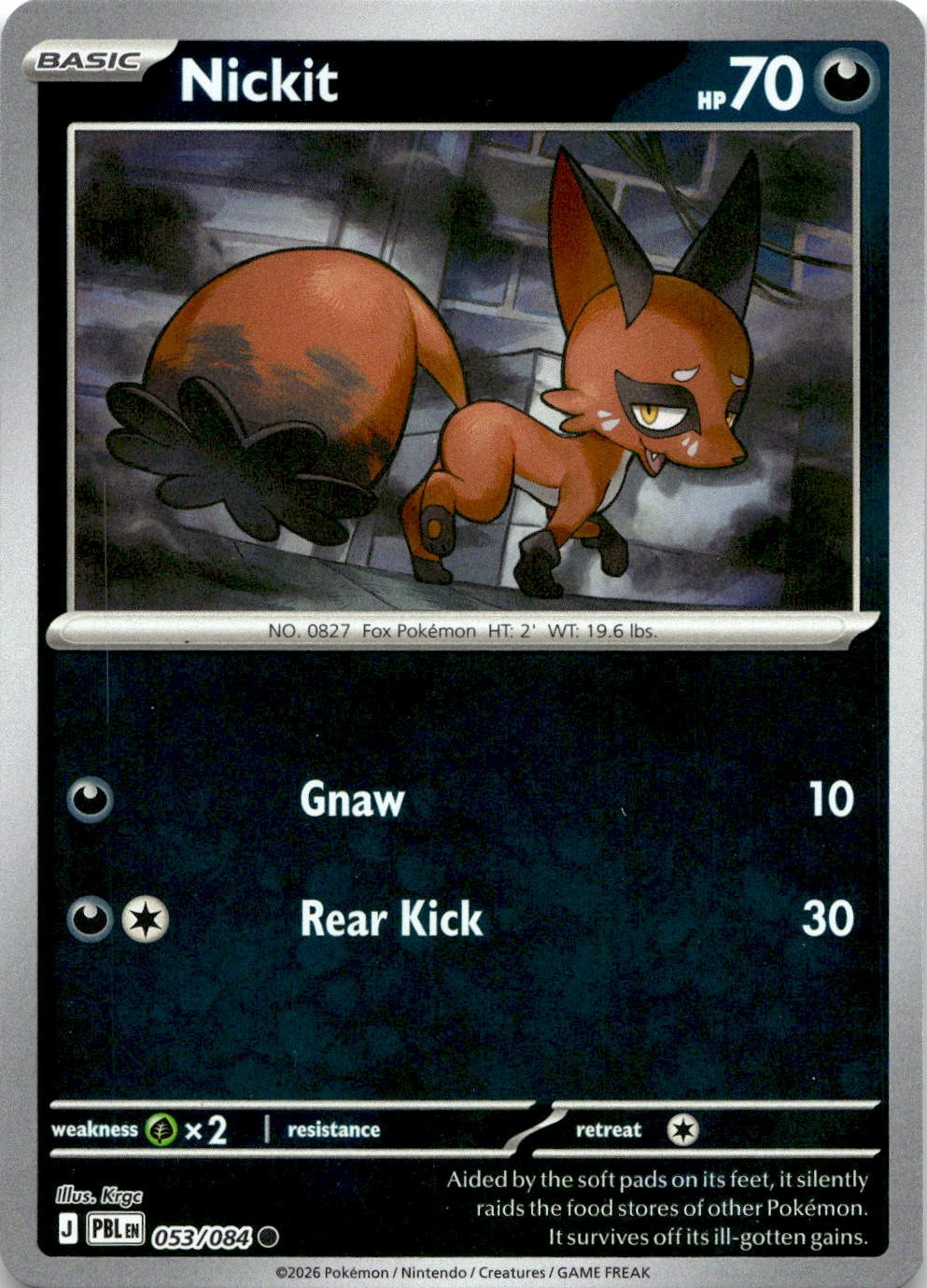 Nickit 053/084 Common Pitch Black Pokemon Reverse Holo Near Mint