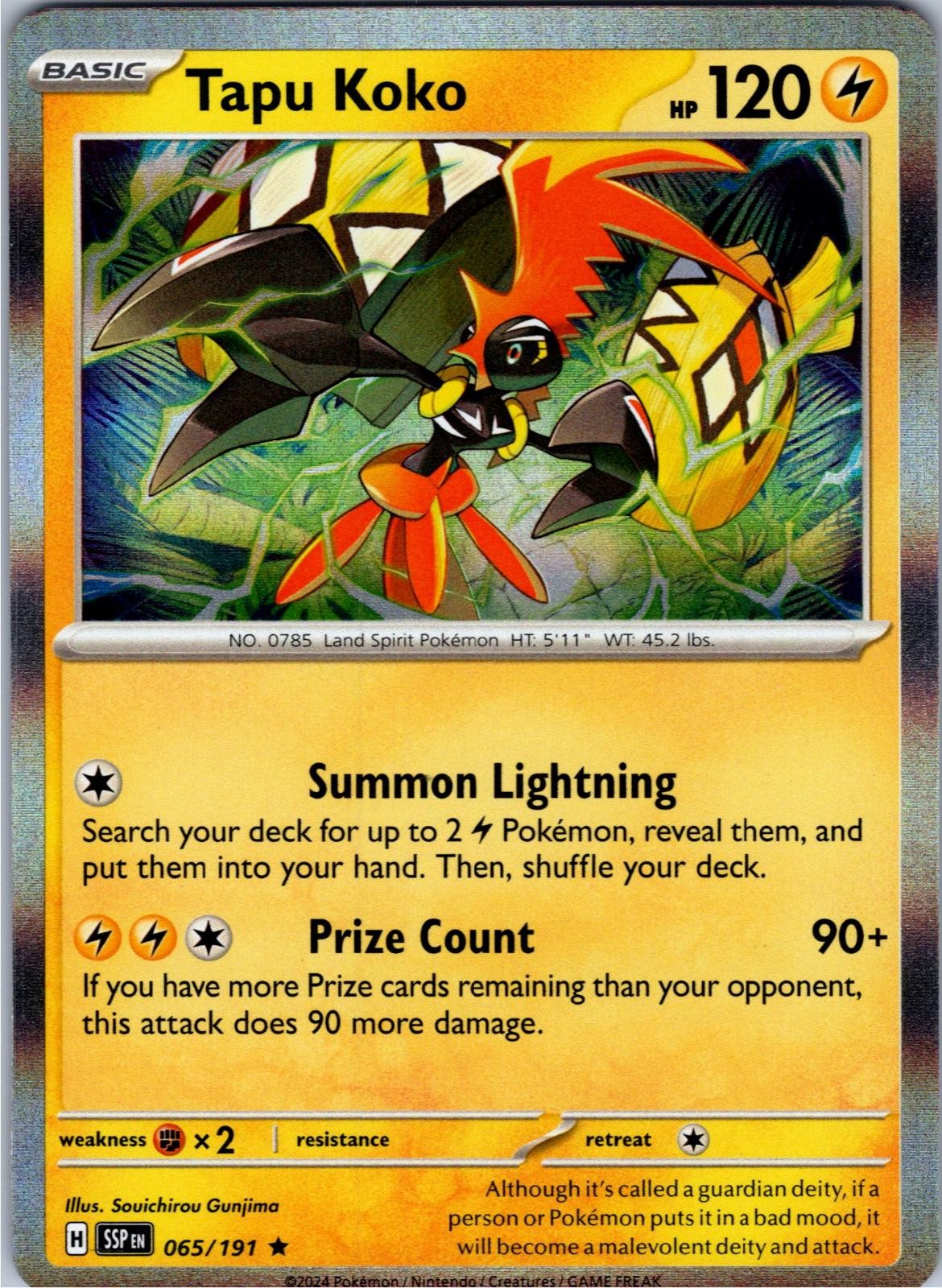 Tapu Koko 065/191 Rare Surging Sparks Pokemon Holo Near Mint