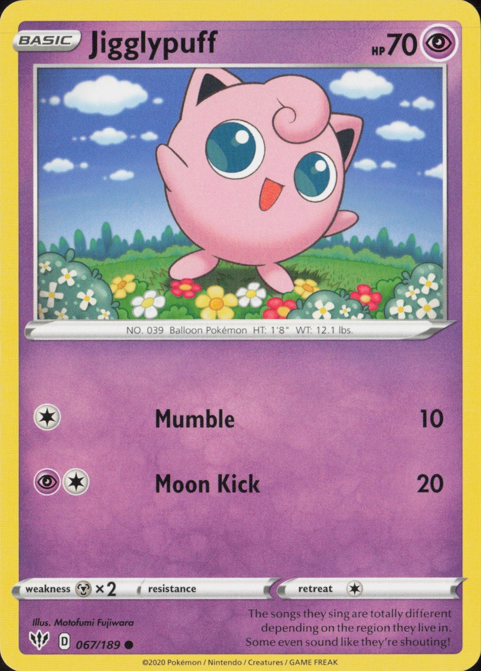 Jigglypuff Common SWSH03: Darkness Ablaze 067/189 NM
